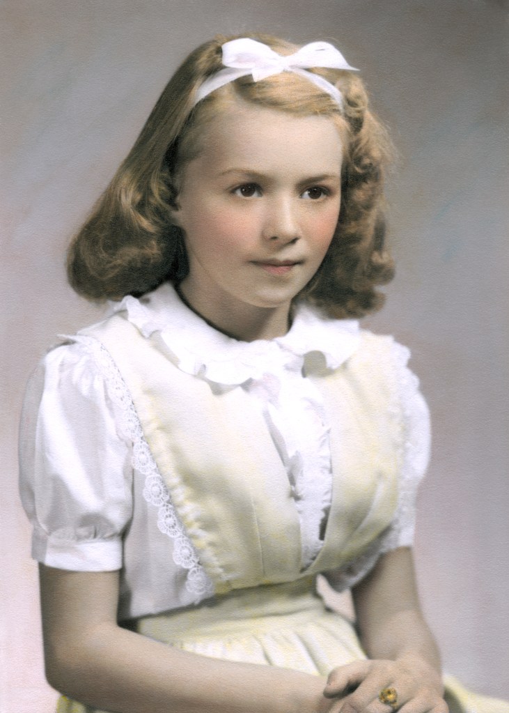 Evelyn age ten hand tinted 1945.