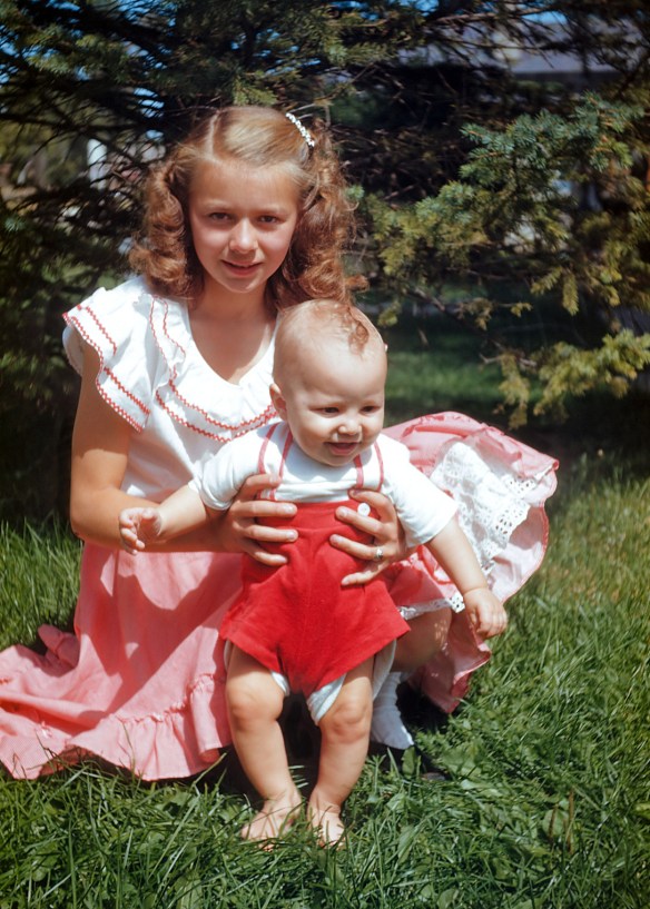 Evelyn, my mother as a teenager, holding baby Tommy. I have no idea who baby Tommy is but I am pleased with the restoration of this old slide of Hazel’s. I am generally dissatisfied with most of my restoration work but every now and then you come close to the image in your head.
